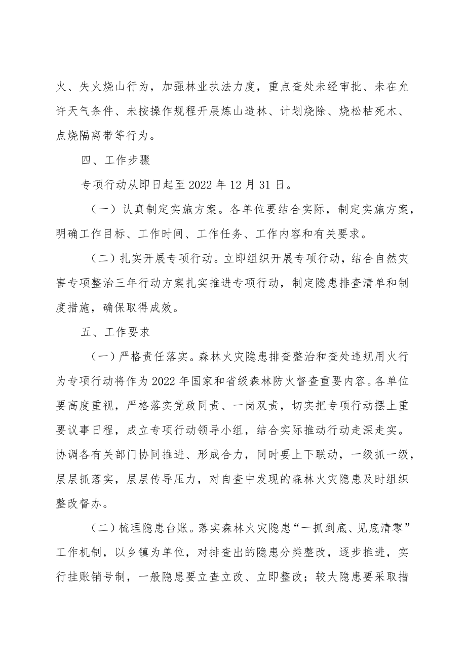 XX县林业局2022森林火灾隐患排查整治和查处违规用火行为专项行动工作方案.docx_第3页