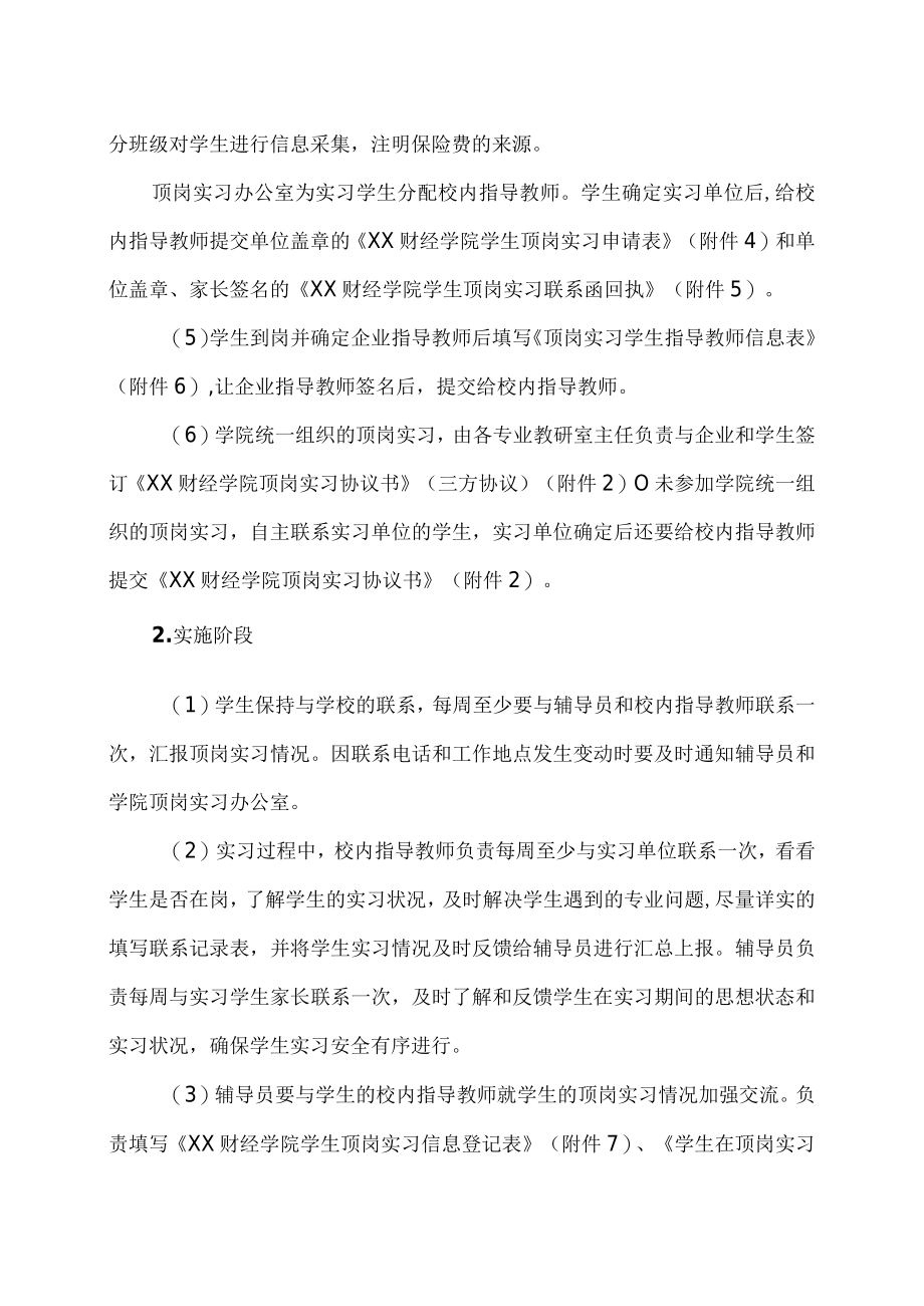 XX财经学院X级专业等X个专业学生毕业实习及顶岗实习计划与安排.docx_第2页