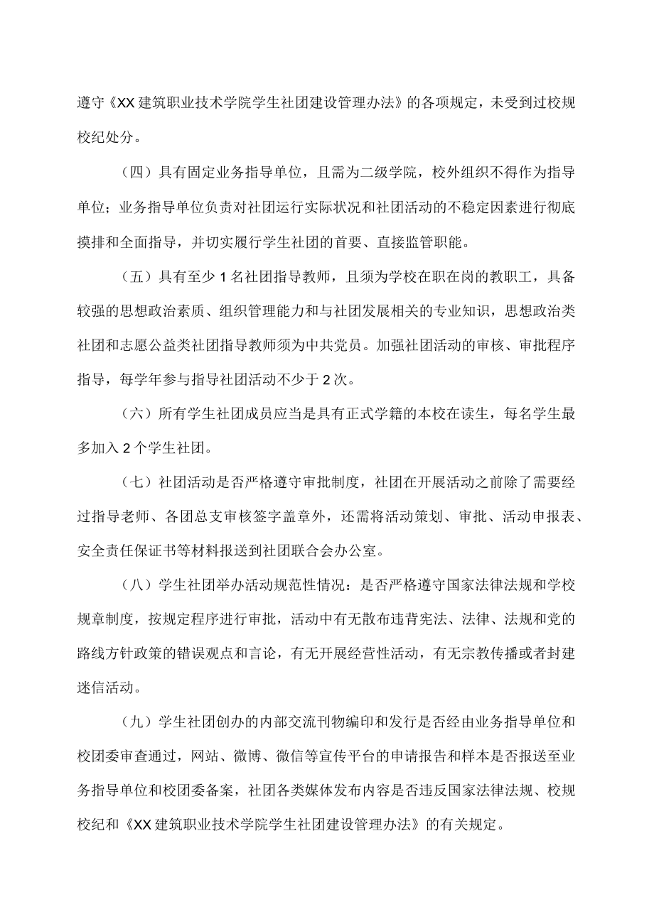 XX建筑职业技术学院关于202X全面规范排查我校学生社团建设的通知.docx_第2页