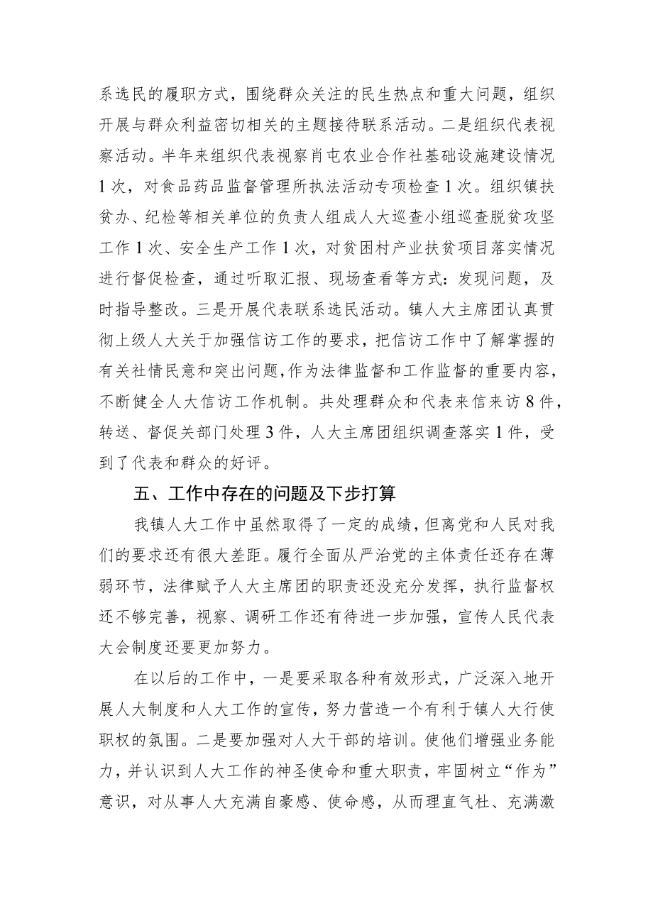 XXX镇人大主席团2022上半履行全面从严治党主体责任情况汇报.docx_第3页