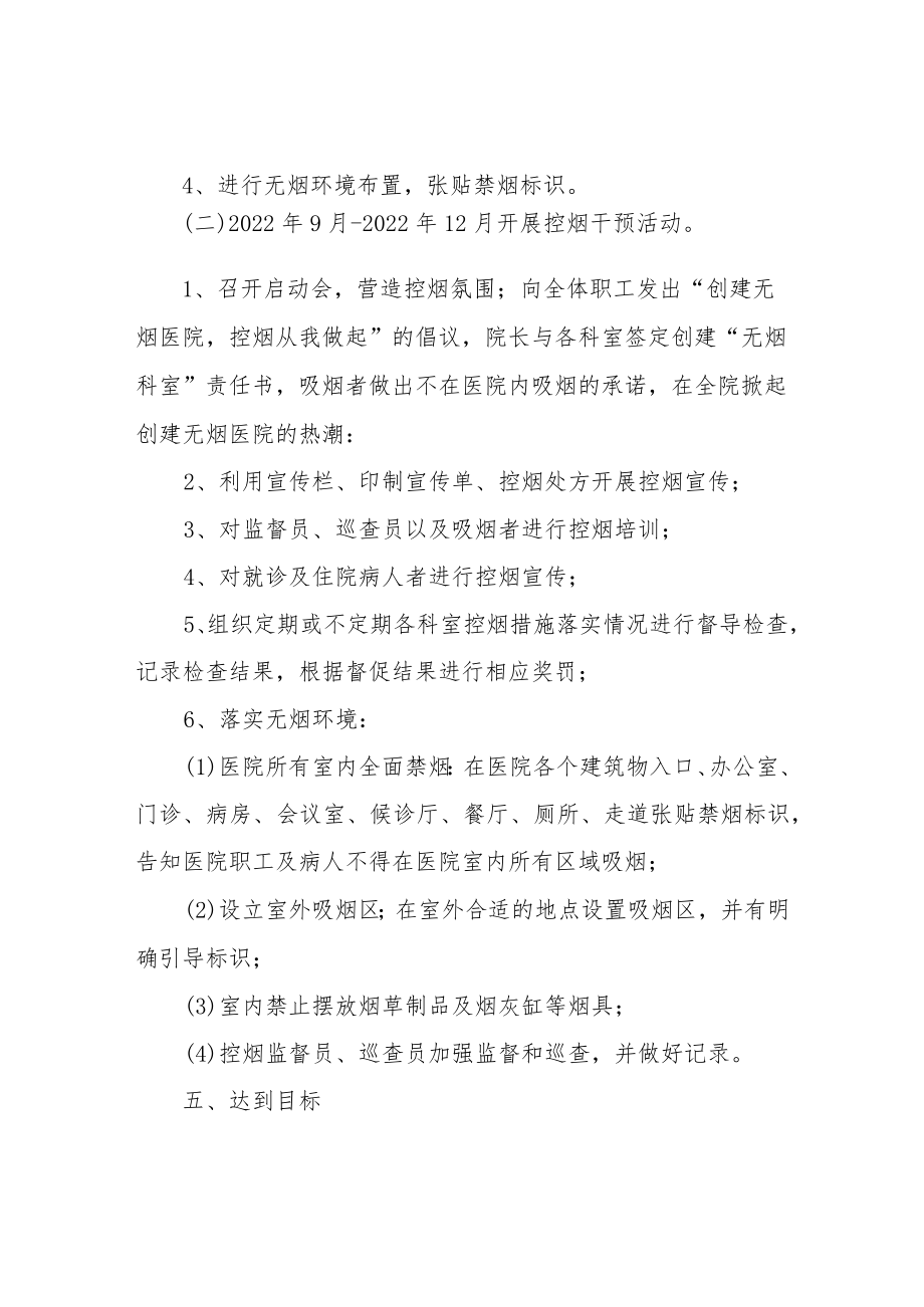 XX中心医院创建无烟医院实施方案.docx_第2页