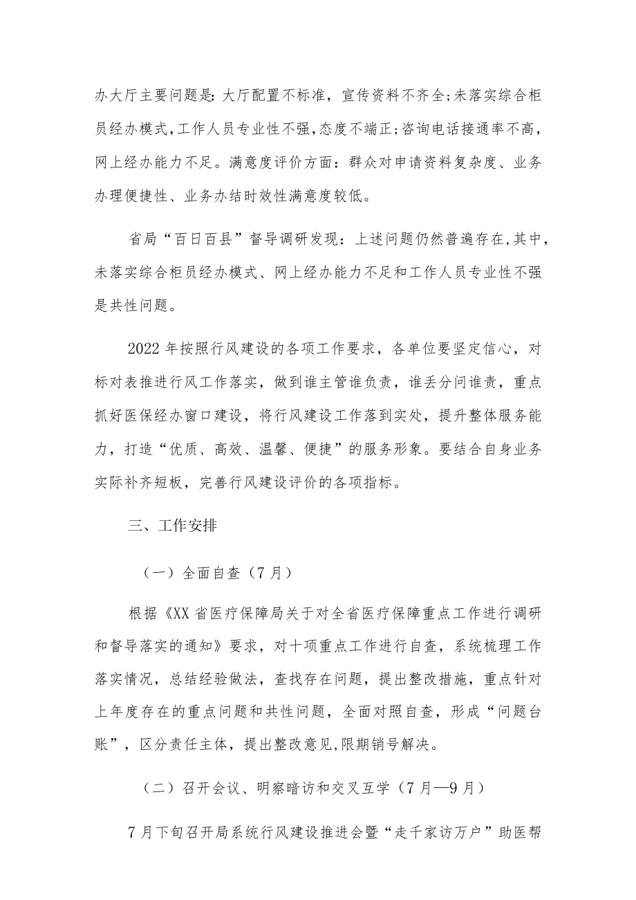 XX区医疗保障局2022医疗保障系统行风建设工作方案.docx_第2页