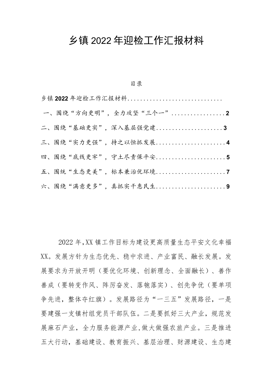 乡镇2022迎检工作汇报材料.docx_第1页