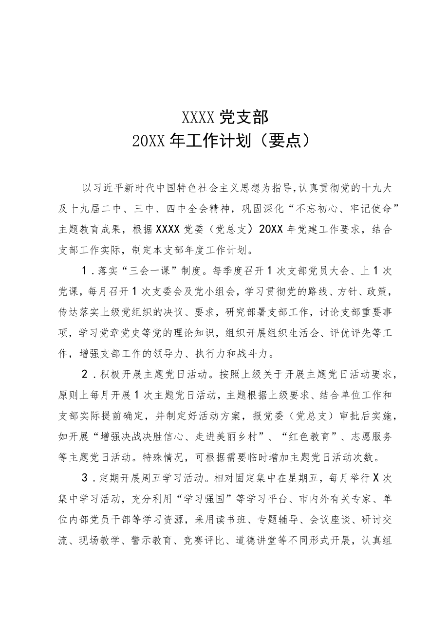 党支部2020工作计划（要点）.docx_第1页