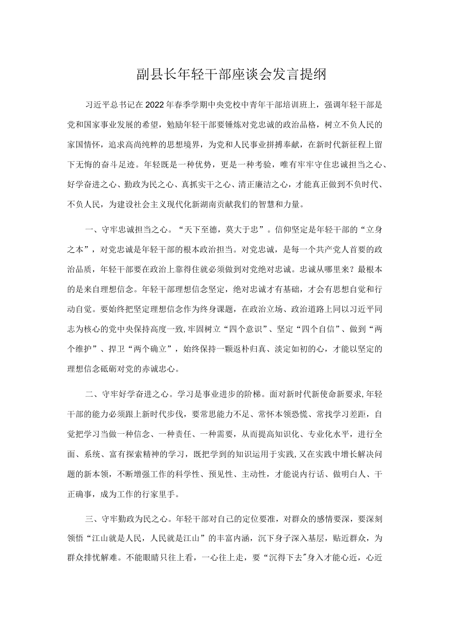 副县长轻干部座谈会发言提纲.docx_第1页