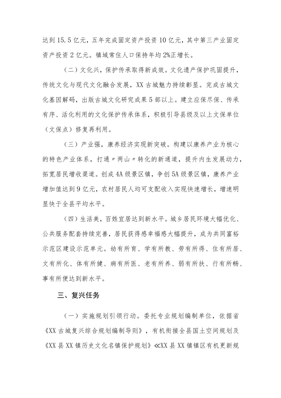 XX县关于全面推进XX镇XX古城复兴试点工作的实施意见.docx_第2页