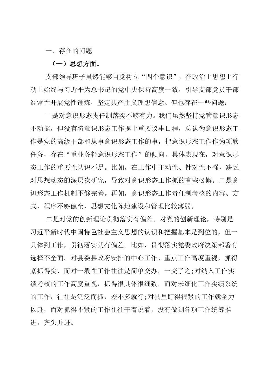 2022“迎盛会、铸忠诚、强担当、创业绩”组织生活会发言材料整理的示例.docx_第3页