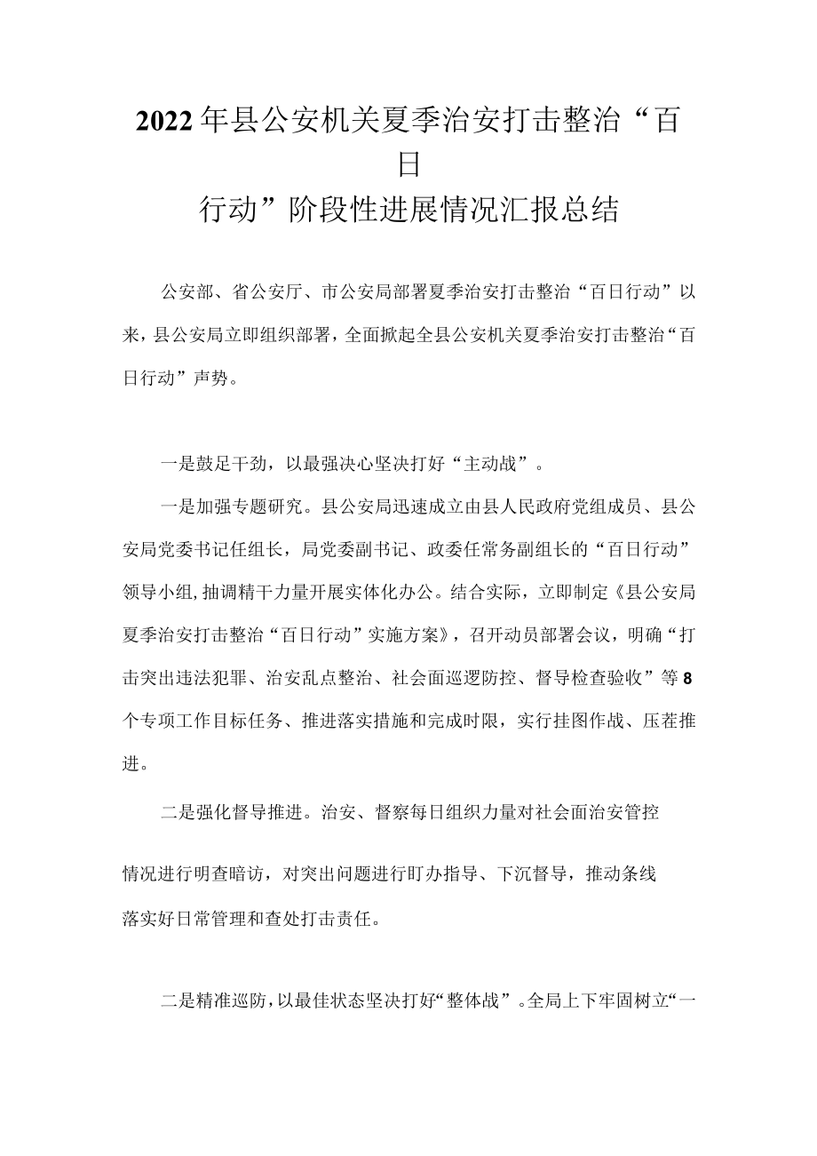 2022开展夏季治安打击整治“百日行动”工作总结 七篇.docx_第3页