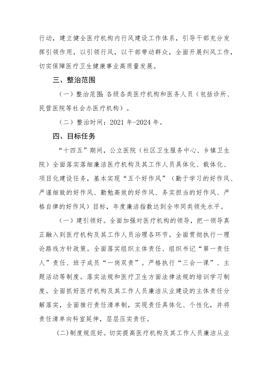 2022医疗机构人员廉洁从业行动实施方案六篇范文.docx_第2页