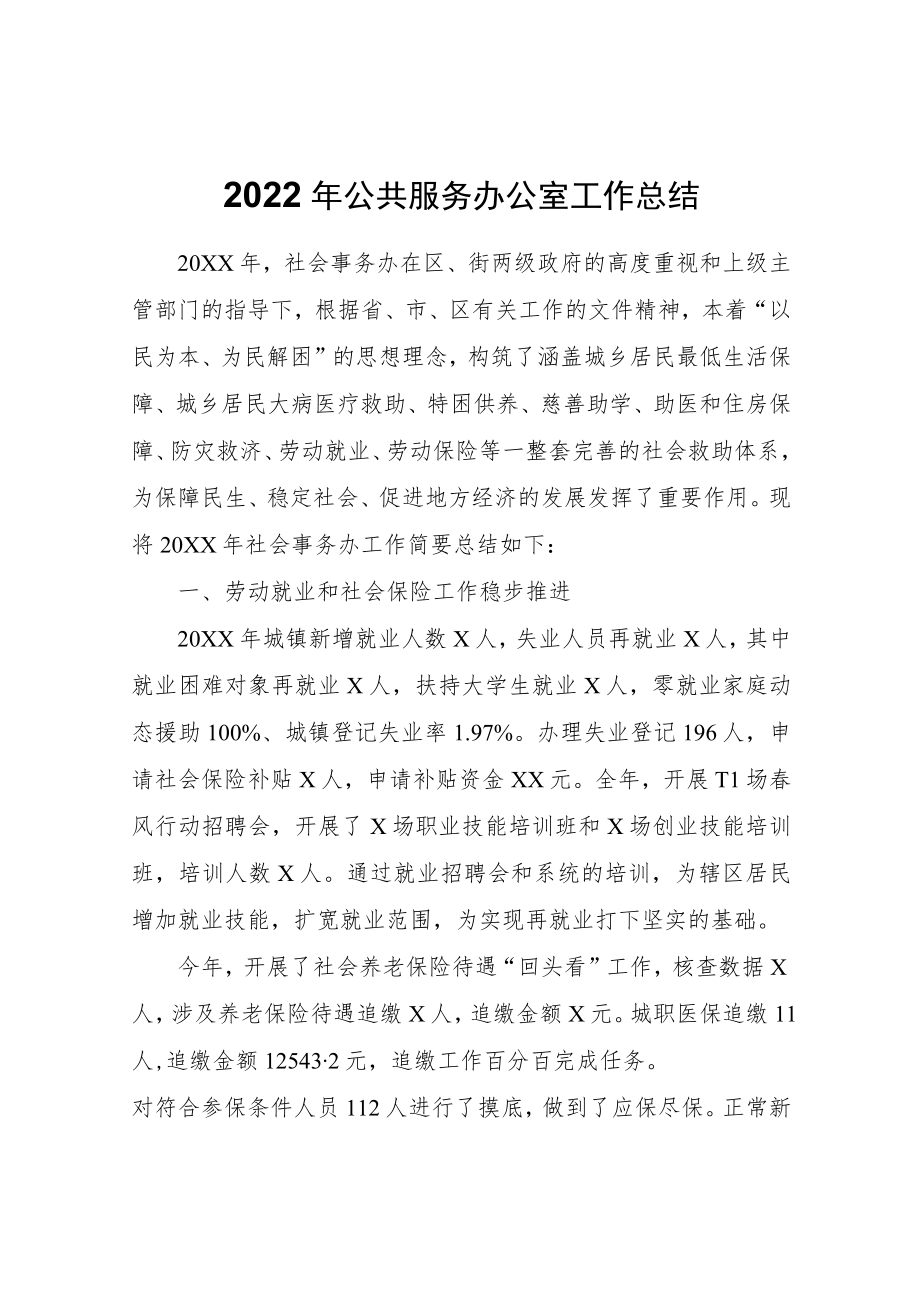 2022公共服务办公室工作总结.docx_第1页