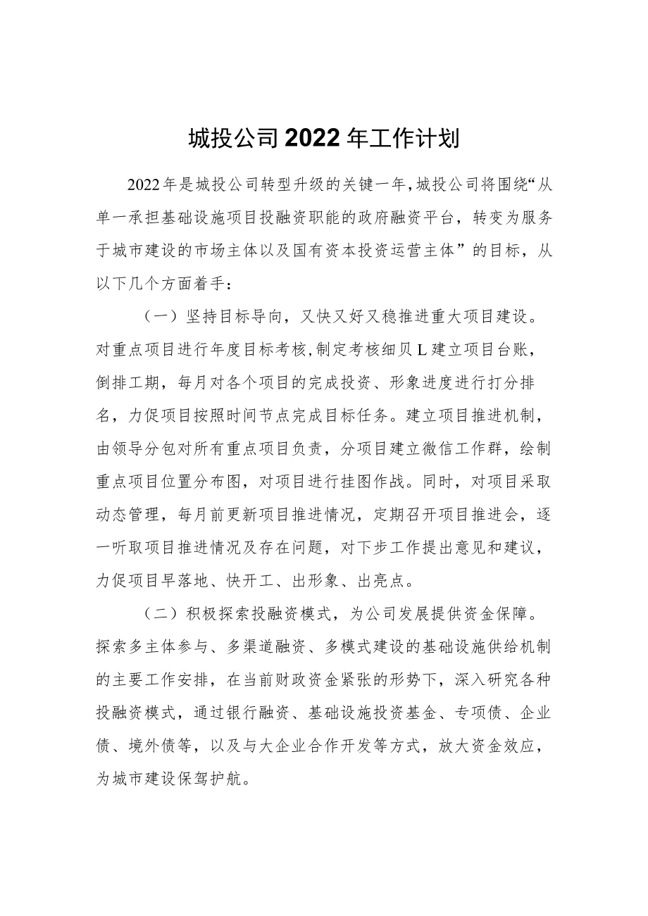 城投公司2022工作计划.docx_第1页