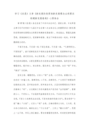 学习《求是》文章《新发展阶段贯彻新发展理念必然要求构建新发展格局》心得体会.docx