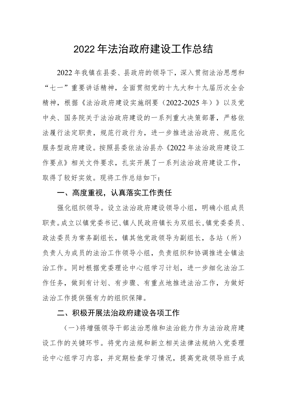 2022法治政府建设工作总结.docx_第1页