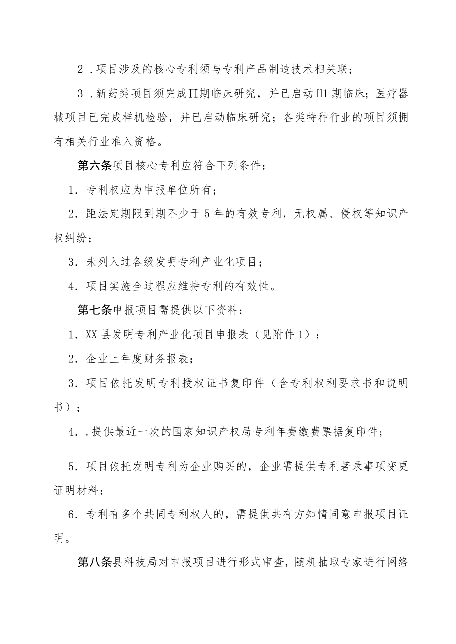 XX县发明专利产业化项目管理办法.docx_第2页