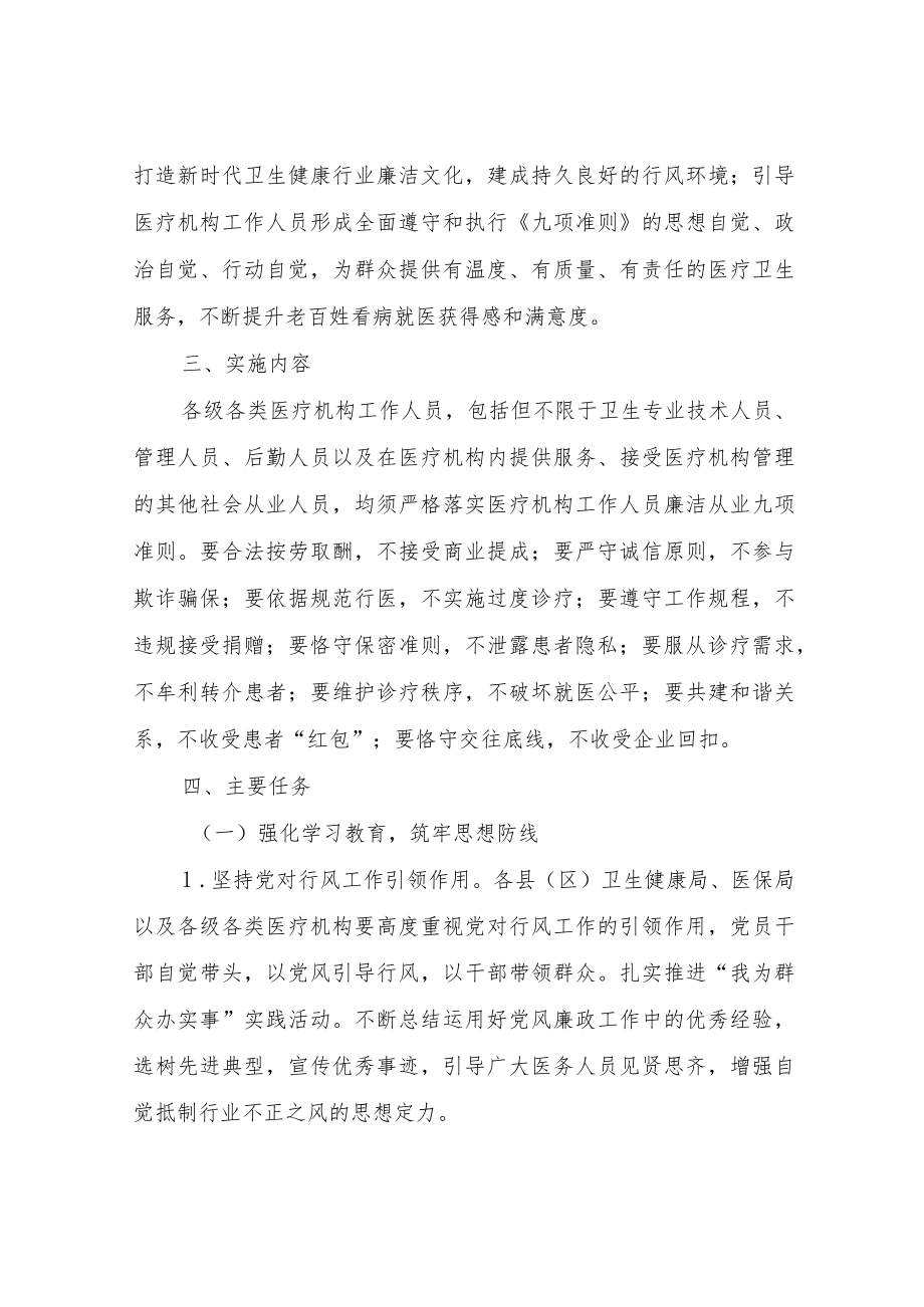 XX市医疗机构工作人员廉洁从业九项准则实施方案.docx_第2页