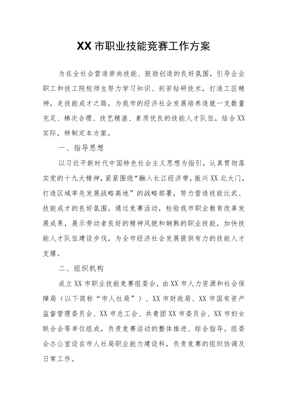 XX市职业技能竞赛工作方案.docx_第1页