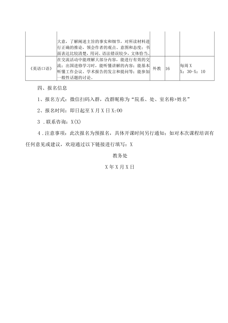 XX工贸职业技术学院举办第X期教师国际交流能力提升培训的通知.docx_第2页