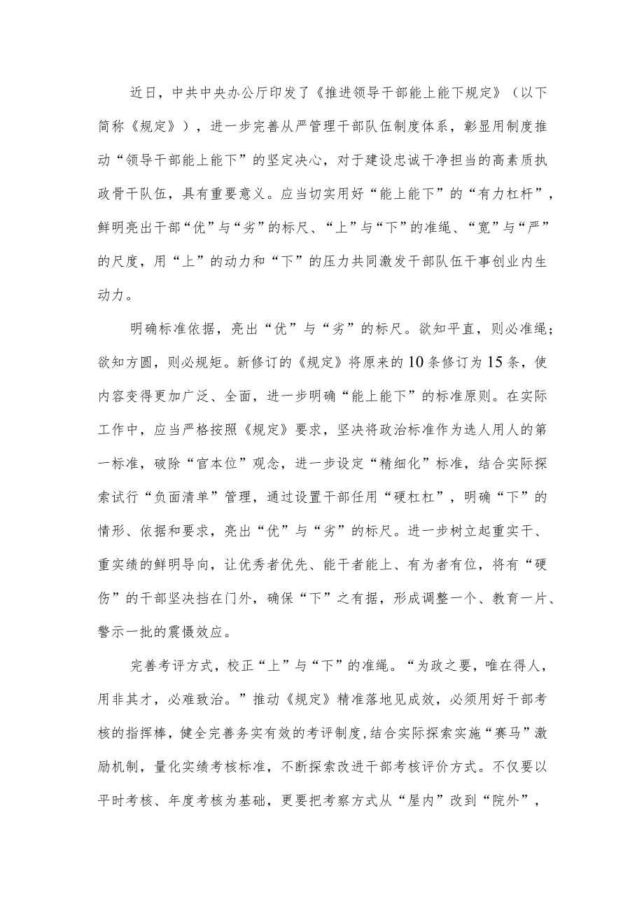 《推进领导干部能上能下规定》学习心得体会感想领悟5篇.docx_第3页