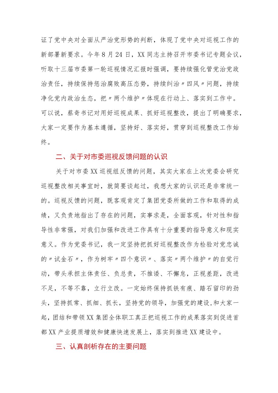 国企集团党委书记巡视整改专题民主生活会个人发言提纲.docx_第3页