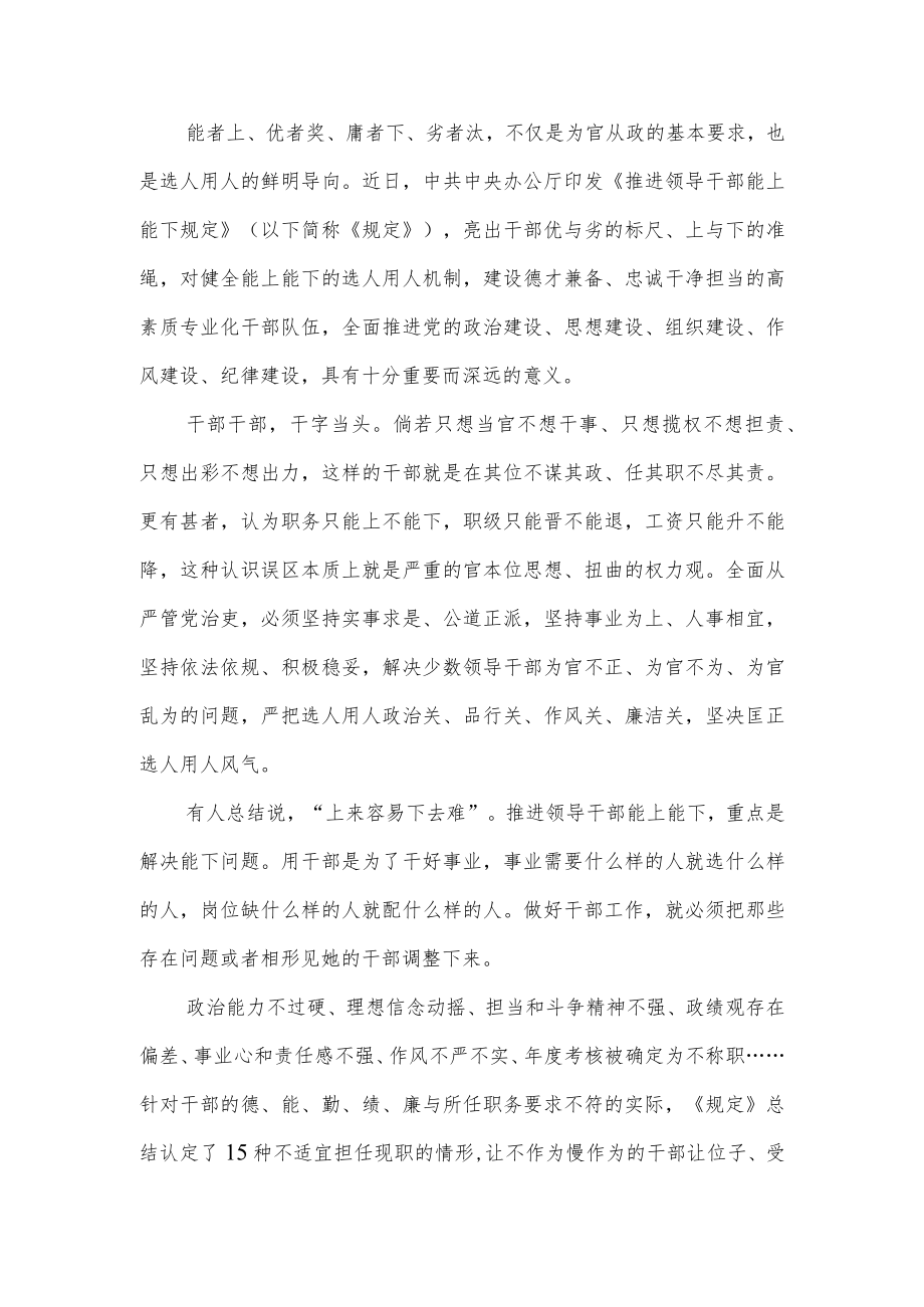 学习《推进领导干部能上能下规定》研讨交流发言稿材料提纲5篇.docx_第2页