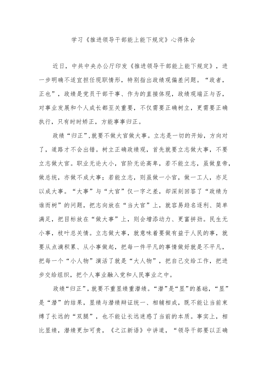 学习《推进领导干部能上能下规定》心得体会3篇.docx_第1页