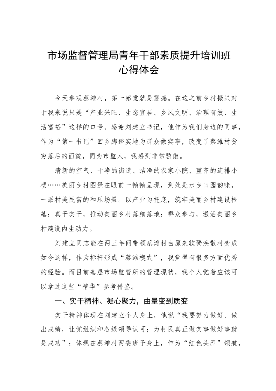 市场监督管理局青年干部素质提升培训班心得体会九篇.docx_第1页