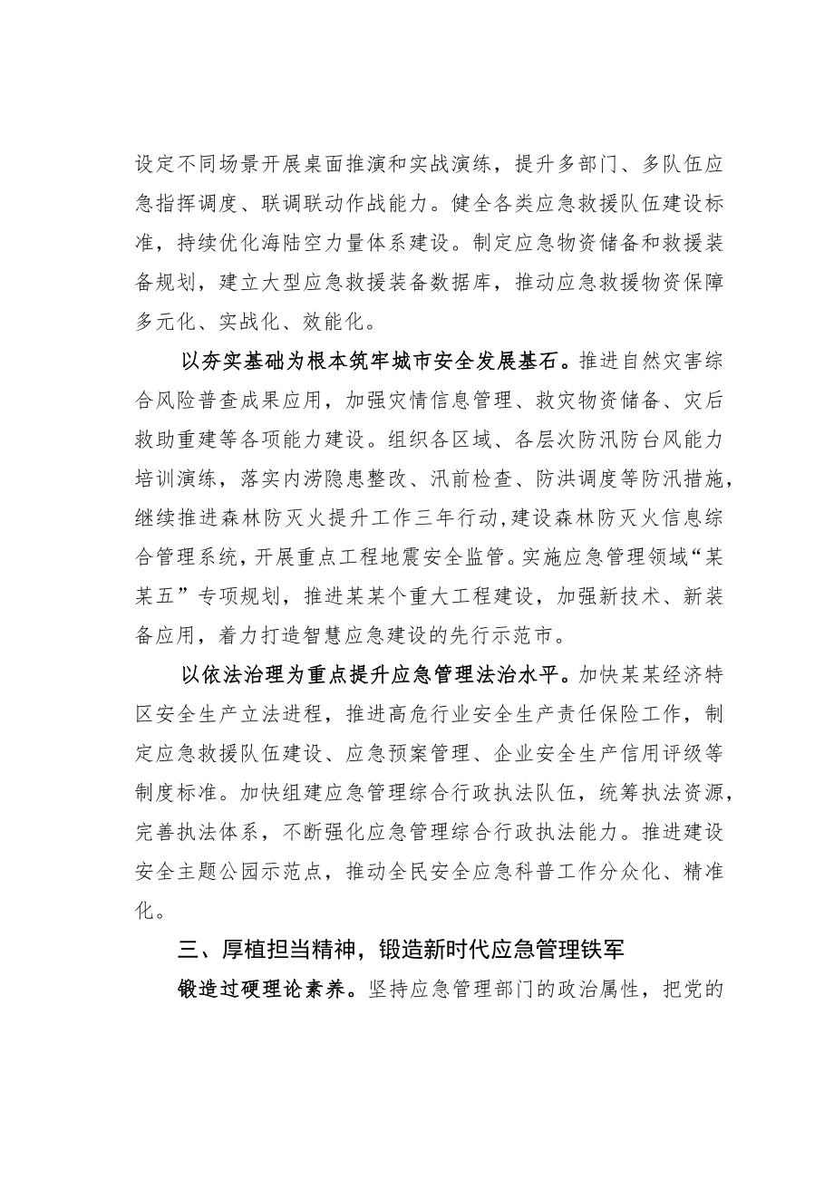 应急工作座谈发言：勇立潮头勇毅前行以高水平安全保障服务高质量发展.docx_第3页