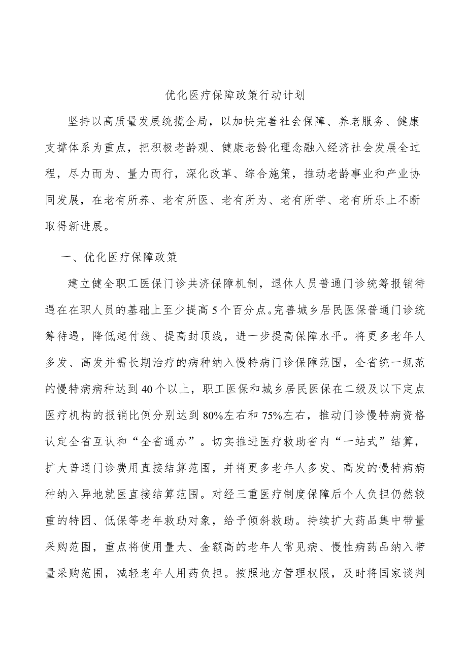 优化医疗保障政策行动计划.docx_第1页