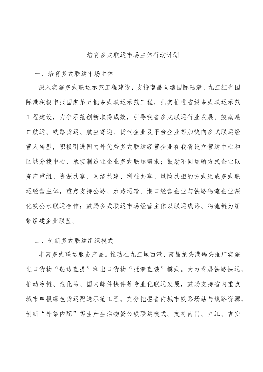 培育多式联运市场主体行动计划.docx_第1页