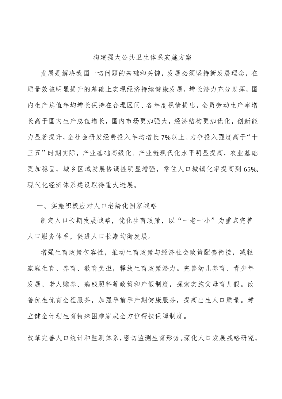 构建强大公共卫生体系实施方案(1).docx_第1页