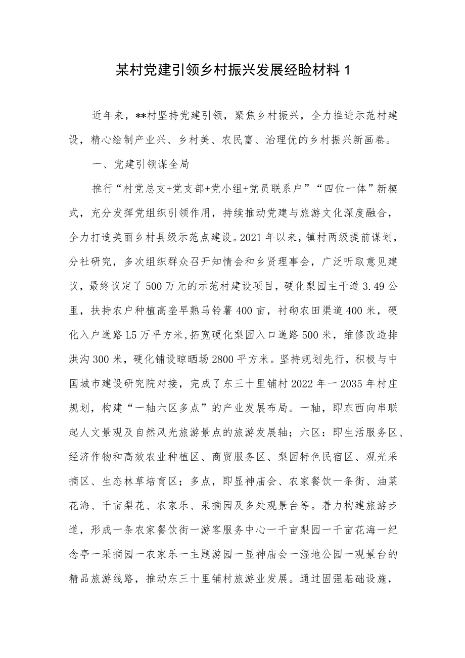 村党支部党建引领乡村振兴发展经验材料和村干部研讨交流材料.docx_第2页