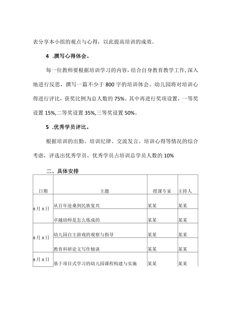 幼儿园教师暑期培训方案（含培训形式及学习要求）.docx_第2页