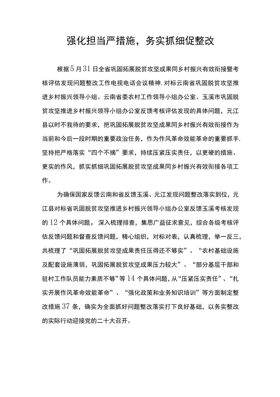 强化担当严措施,务实抓细促整改.docx_第1页