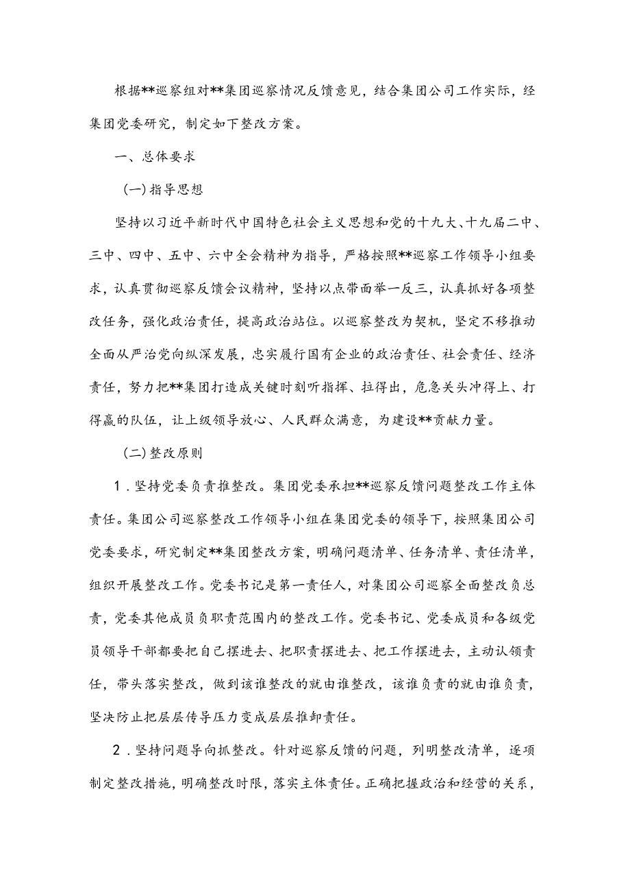 某国有企业落实巡察整改工作方案.docx_第1页