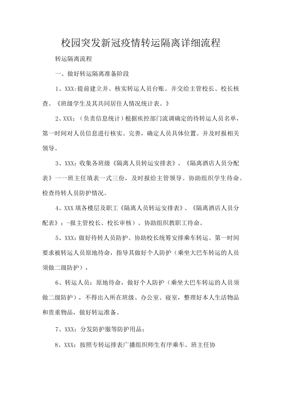 校园突发新冠疫情转运隔离详细流程.docx_第1页