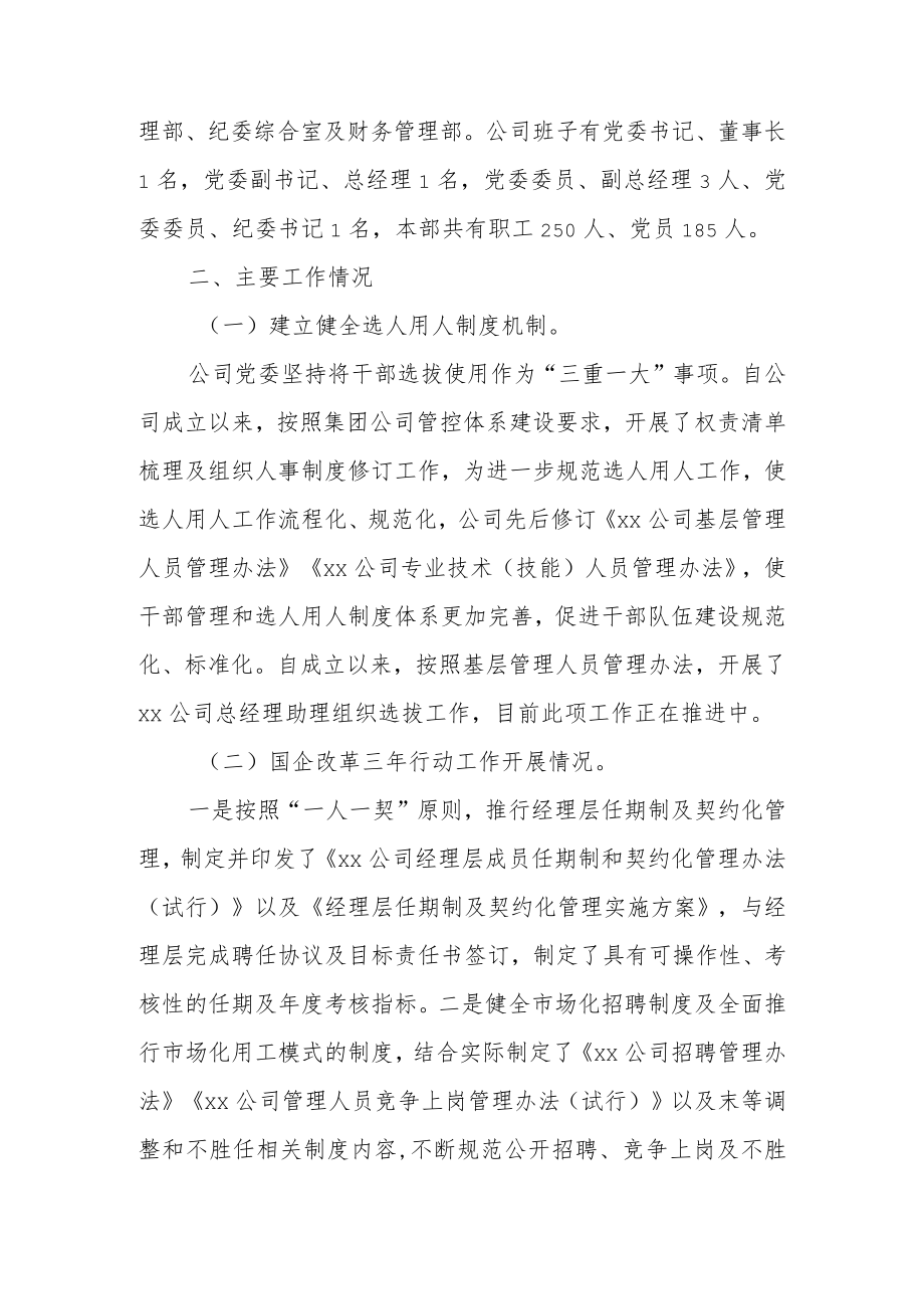 公司关于开展组织人事系列工作专项自查的情况报告.docx_第2页