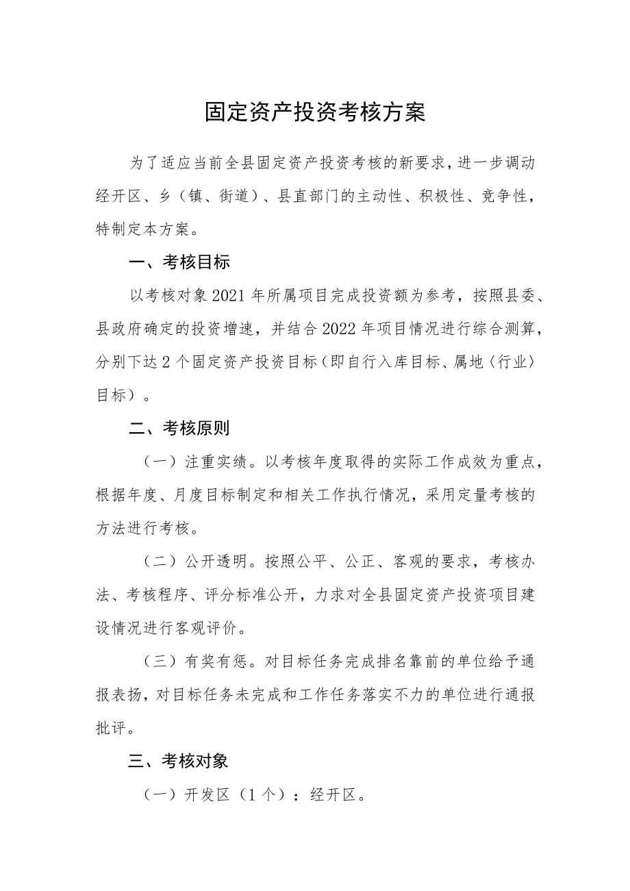 固定资产投资考核方案.docx_第1页