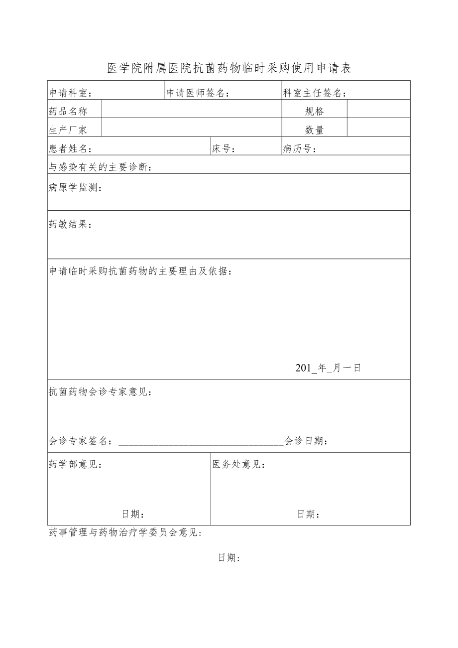 医院抗菌药物临时采购使用申请表.docx_第1页