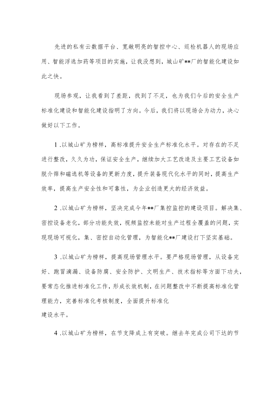 副矿长在公司推进智能化厂建设城山现场会上的表态发言.docx_第2页