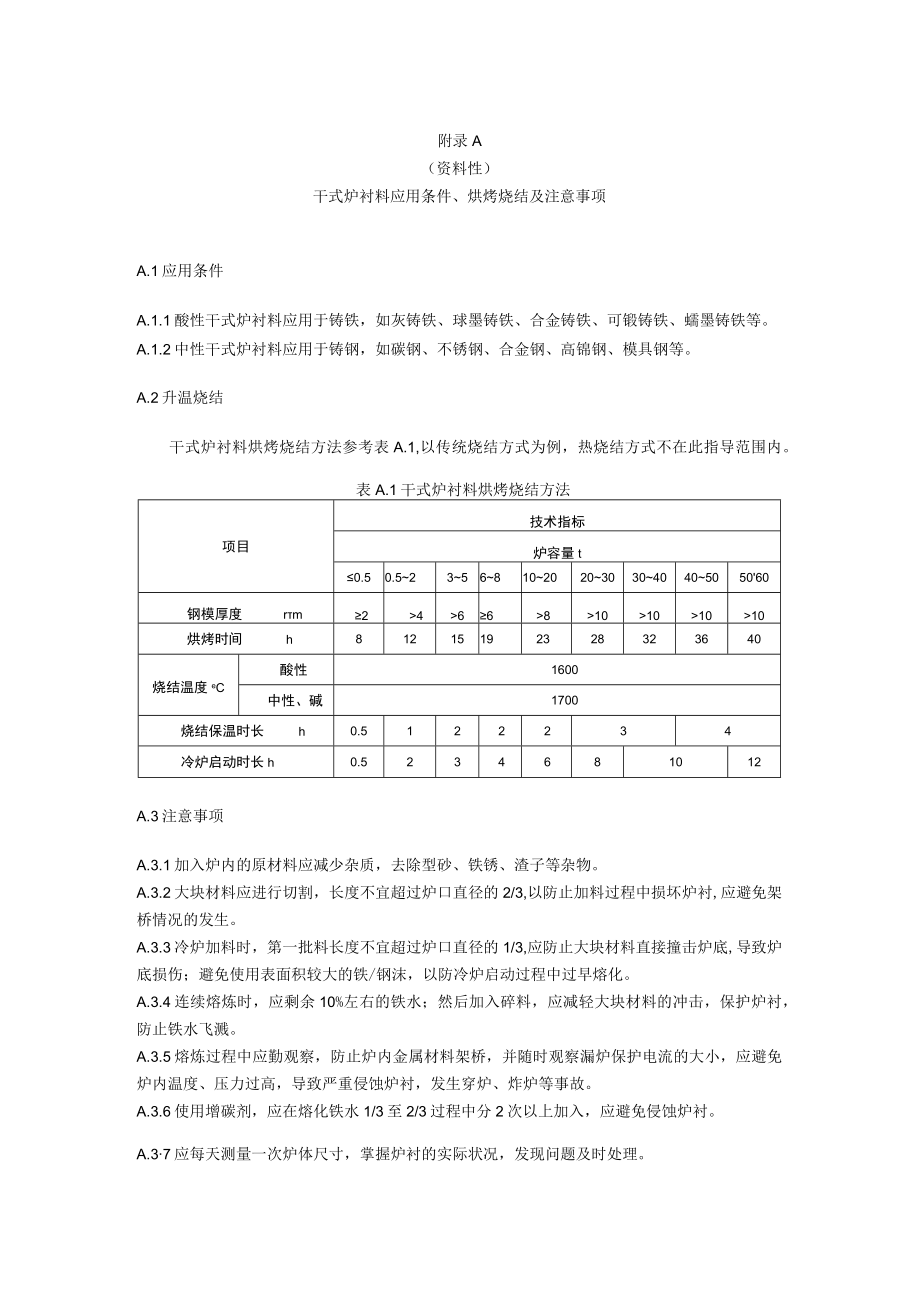 干式炉衬料应用条件、烘烤烧结及注意事项、干式炉衬料打结注意事项.docx_第1页