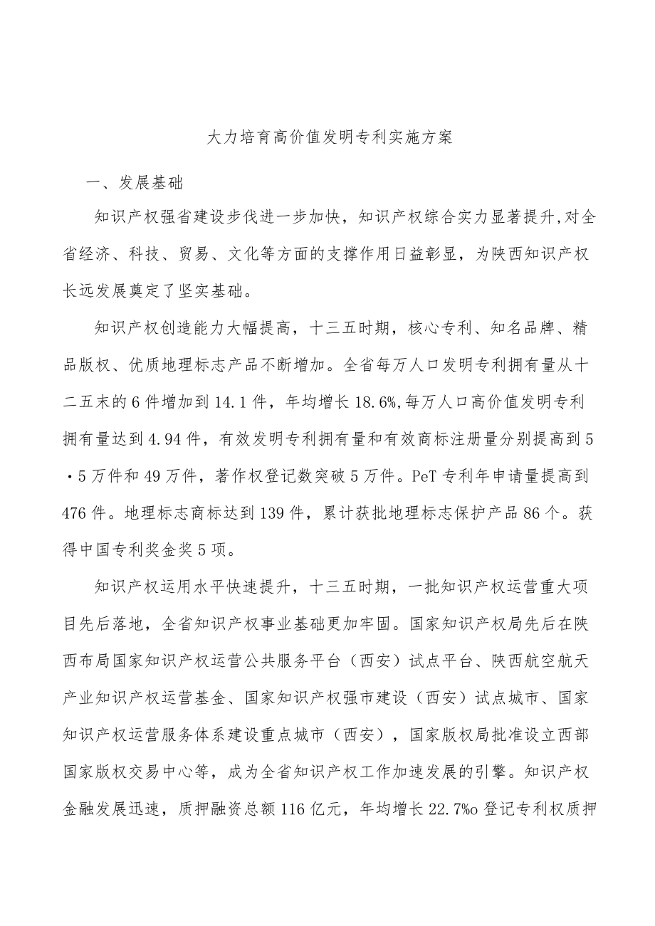 大力培育高价值发明专利实施方案.docx_第1页