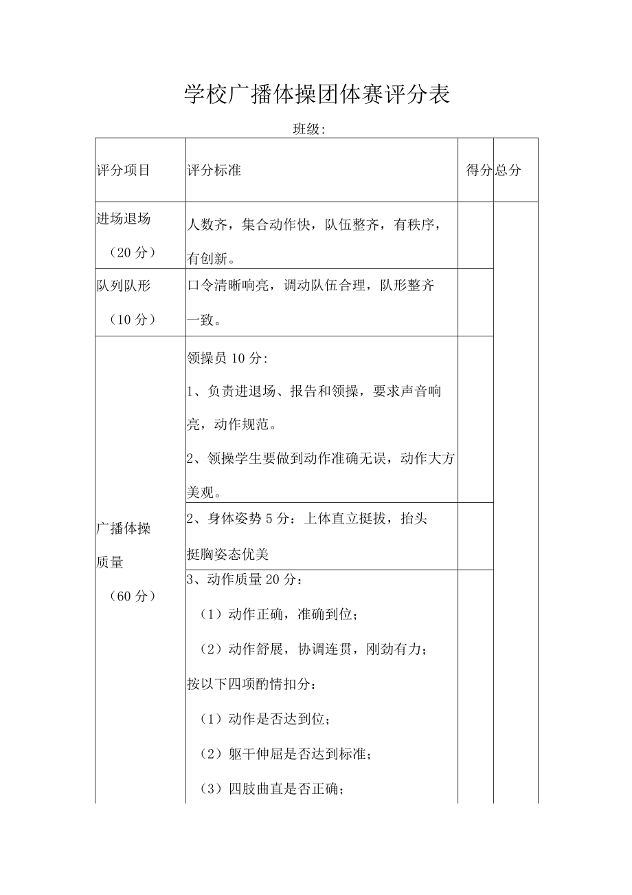学校广播体操团体赛评分表.docx_第1页