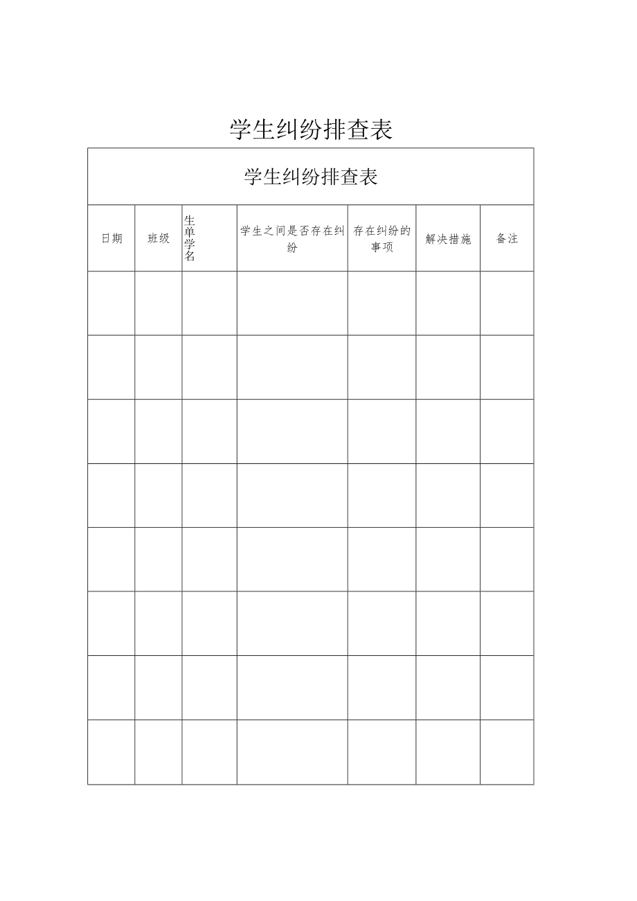 学生纠纷排查表.docx_第1页