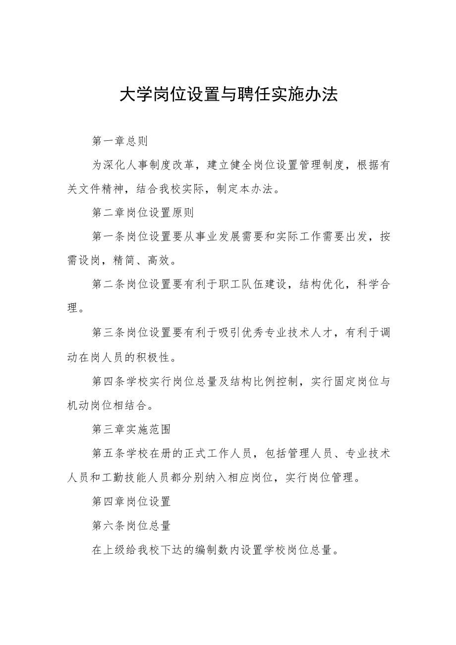 大学岗位设置与聘任实施办法.docx_第1页