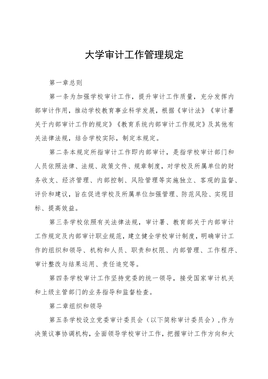 大学审计工作管理规定.docx_第1页