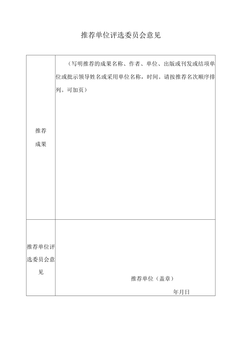 推荐单位评选委员会意见.docx_第1页