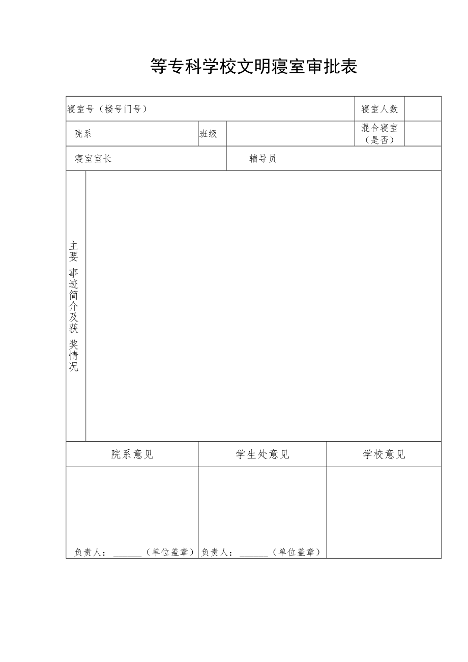 高等专科学校文明寝室审批表.docx_第1页