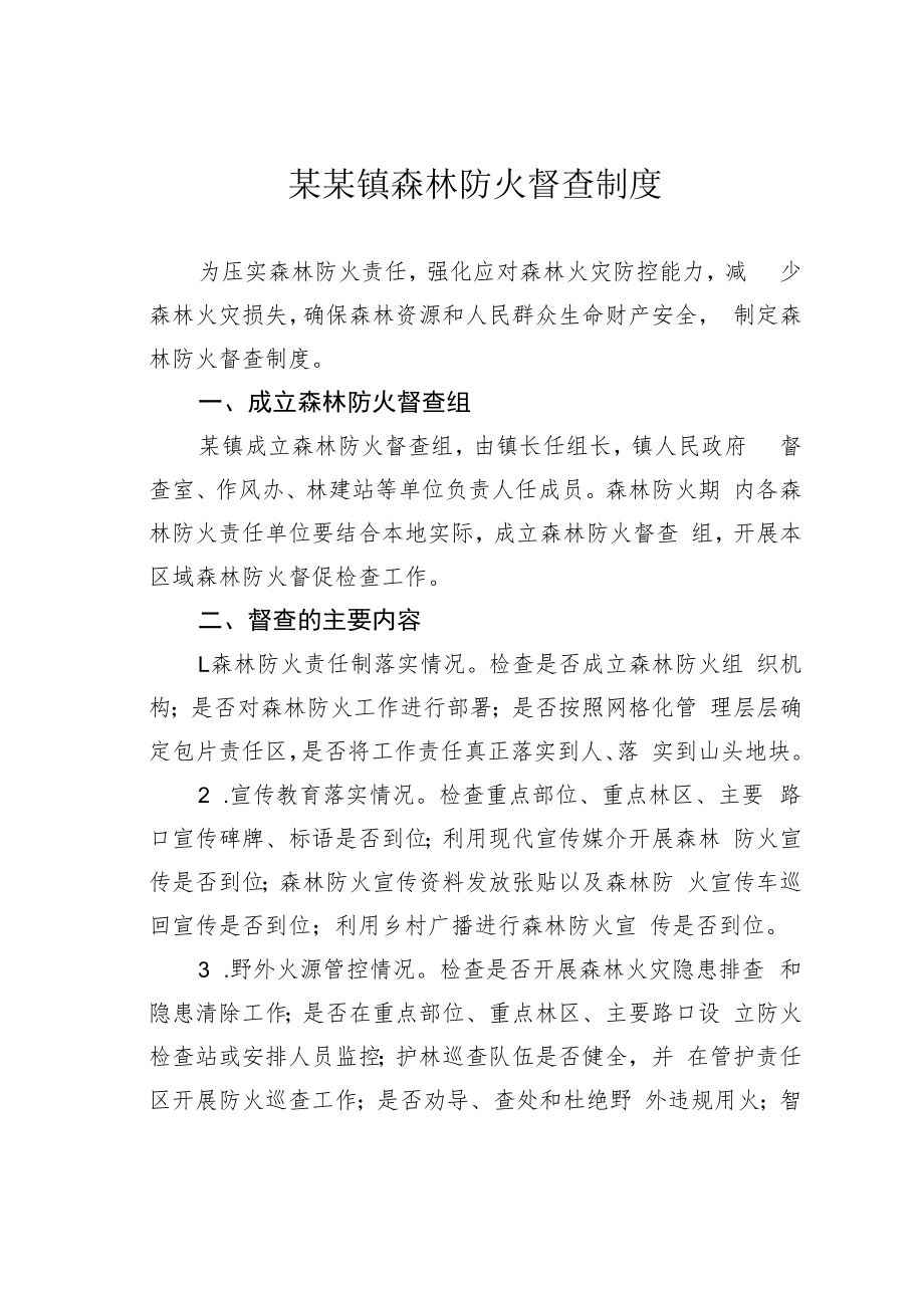 某某镇森林防火督查制度.docx_第1页