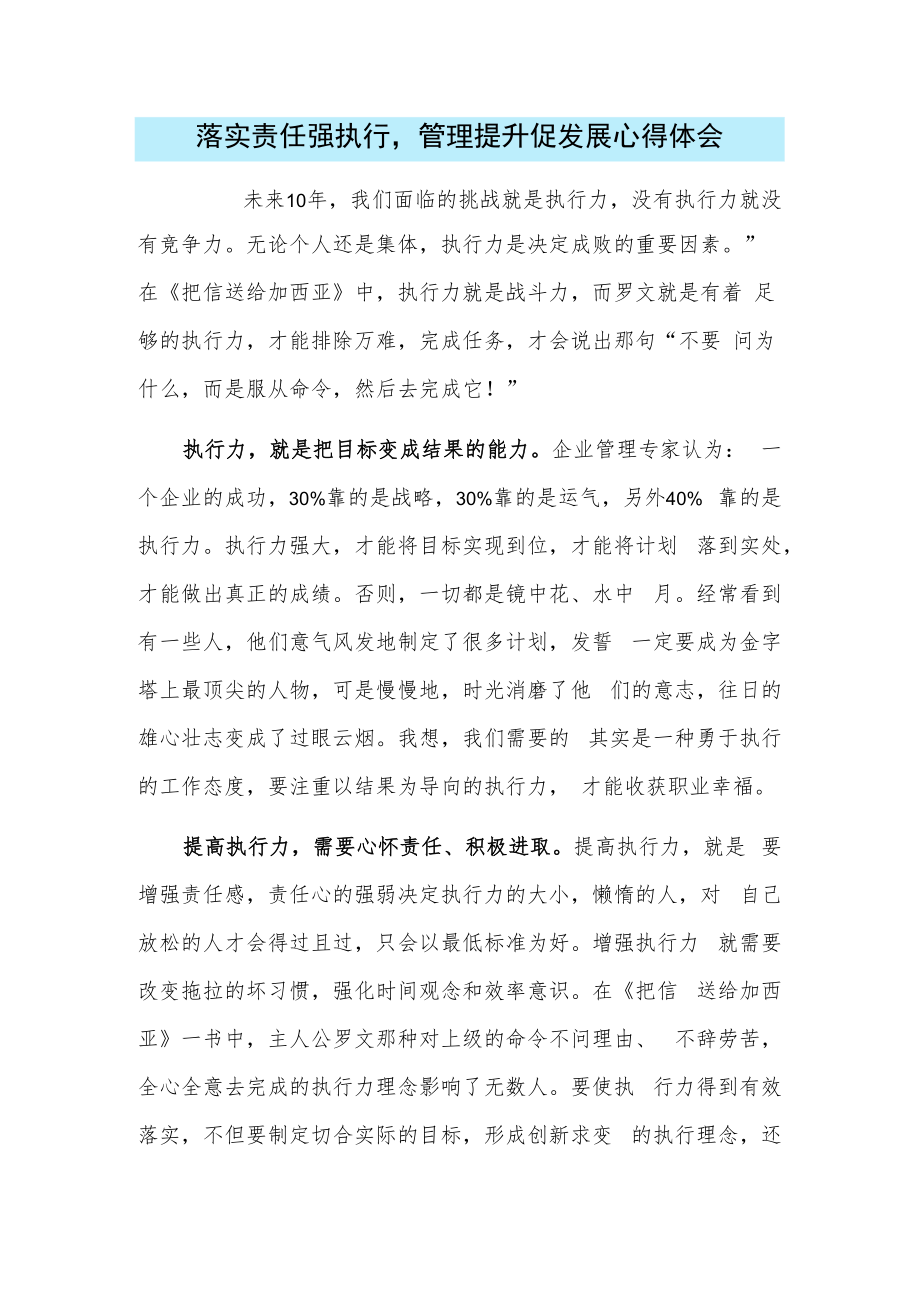 落实责任强执行管理提升促发展心得体会.docx_第1页