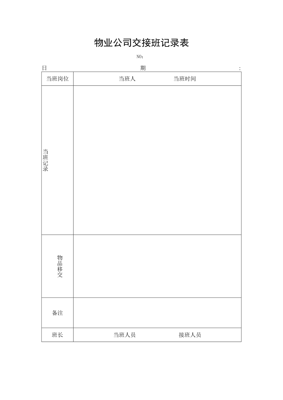 物业公司交接班记录表.docx_第1页